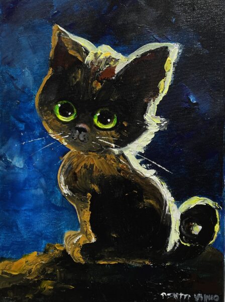 Black cat - a painting by Pentti Vainio