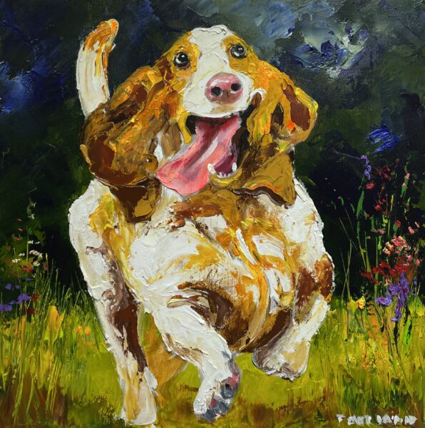 Happy dog - a painting by Pentti Vainio