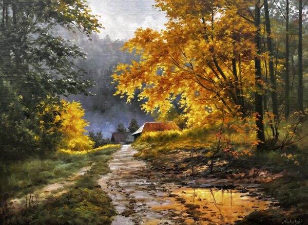 Landscape - a painting by Ryszard Michalski