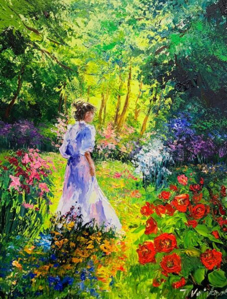In the garden - a painting by Tadeusz Wojtkowski
