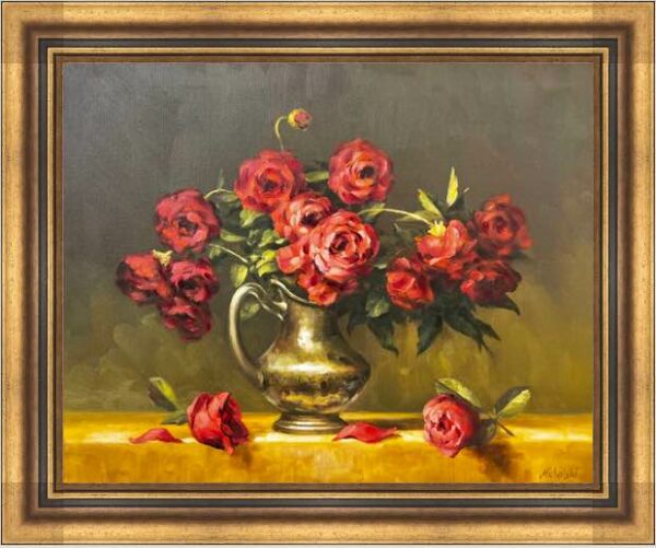 Red peonies bouquet - a painting by Ryszard Michalski