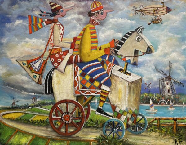 Everyone loves traveling - a painting by Artur Płachta