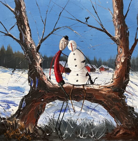 Winter season - a painting by Jarosław Kiełczyński