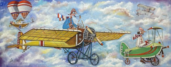 Grandparents love clouds - a painting by Artur Płachta