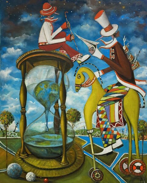 The world and time travel together - a painting by Artur Płachta