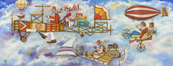 Lots of traffic in the clouds today - a painting by Artur Płachta