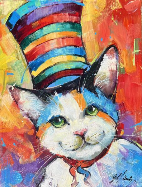 Cat in the hat - a painting by Grażyna Mucha