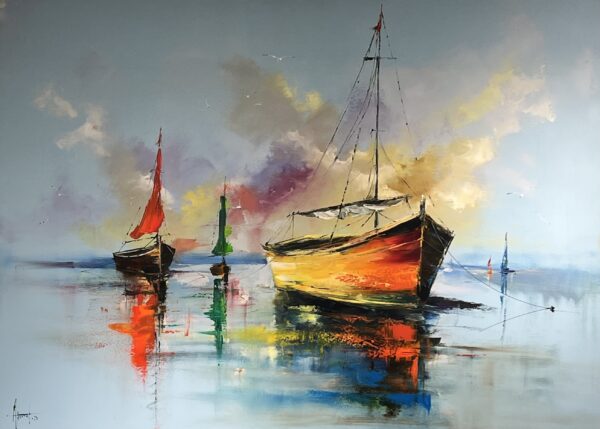 Boats - a painting by Alfred Anioł
