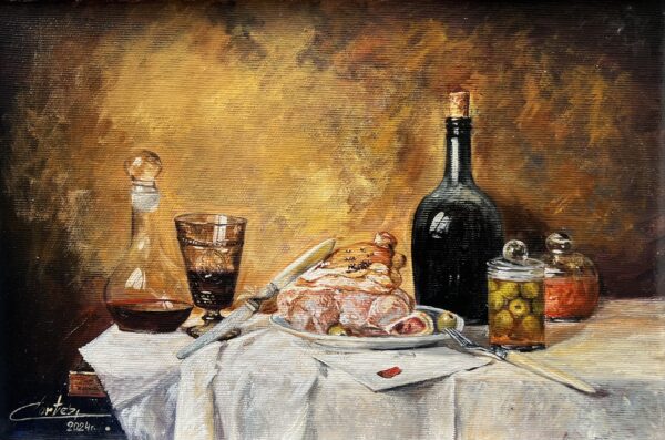 Oliwki i kieliszek wina - a painting by Zbigniew Cortez Zając
