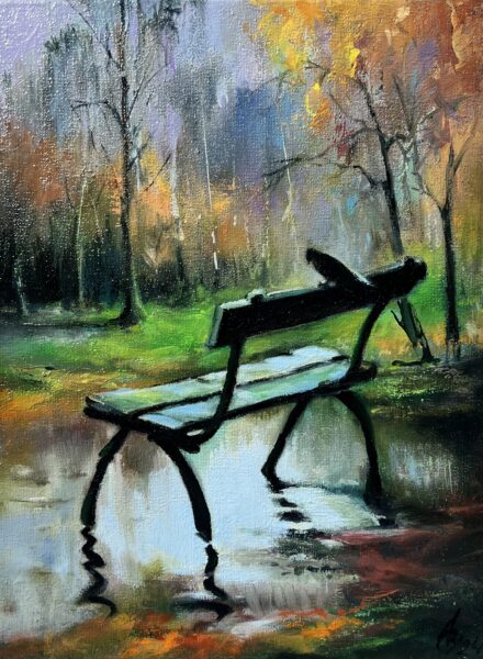 Bench - a painting by Andrzej Białecki