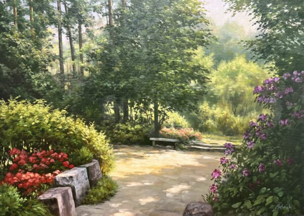 Street in garden - a painting by Ryszard Michalski