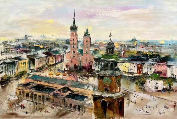 Krakow Market Square Art - a painting by Alfred Anioł