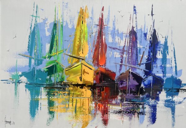 Boats - a painting by Alfred Anioł