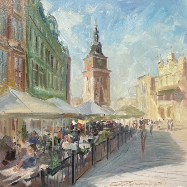 Town Hall Tower in Krakow - a painting by Jarosław Tarnowski