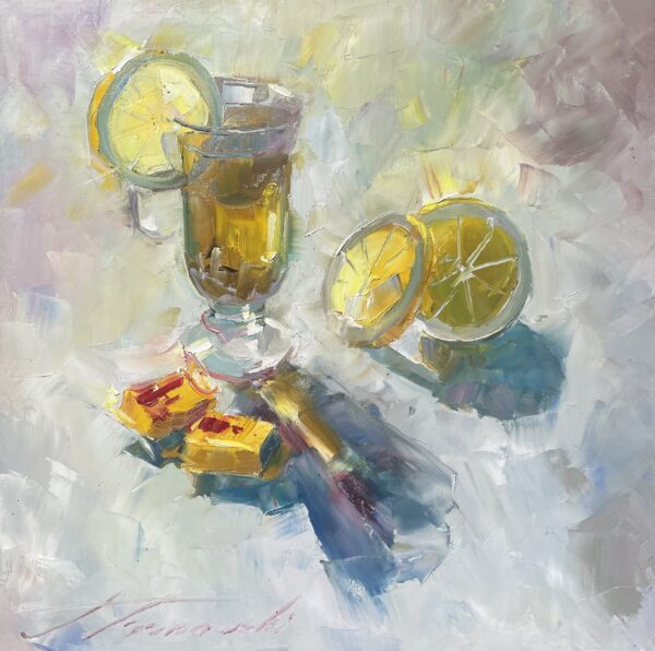 Still life with lemon - a painting by Jarosław Tarnowski