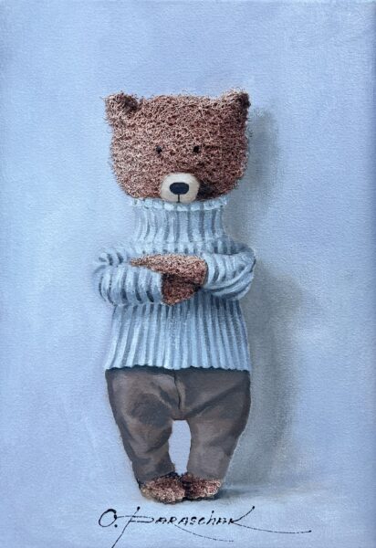 Teddy bear - a painting by Oksana Parashchak