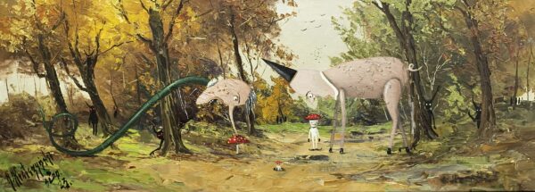 Mushroom picking - a painting by Jarosław Kiełczyński