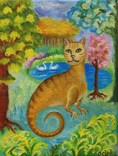 Cat - a painting by Przemiła Kościelna