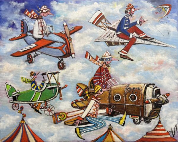 Lots of traffic in the clouds today - a painting by Artur Płachta