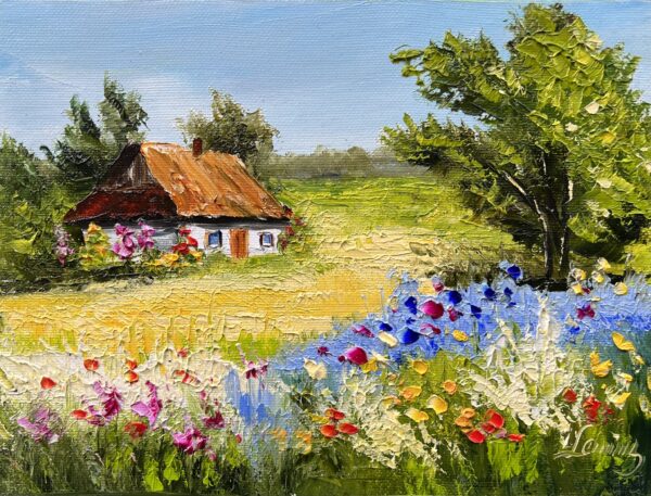 Cottage - a painting by Urszula Lemańska