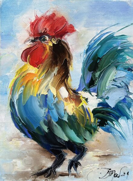 Rooster - a painting by Danuta Mazurkiewicz