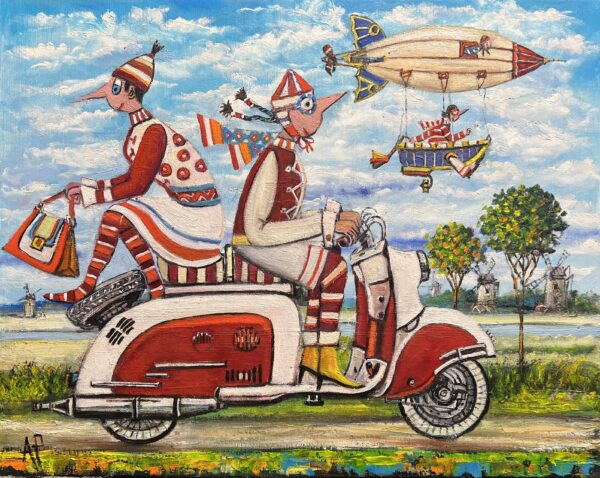 There’s a lot of traffic at the airport today - a painting by Artur Płachta