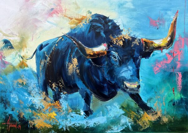 Bull - a painting by Alfred Anioł