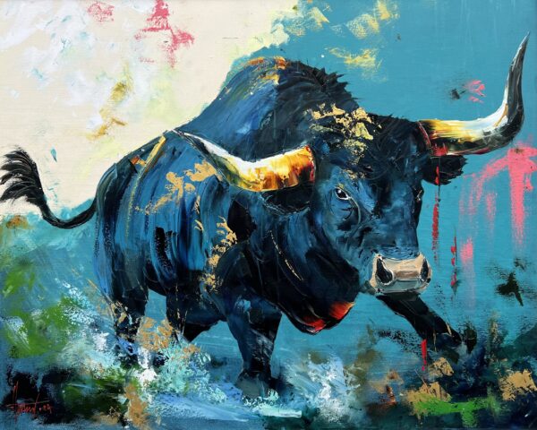 Bull - a painting by Alfred Anioł