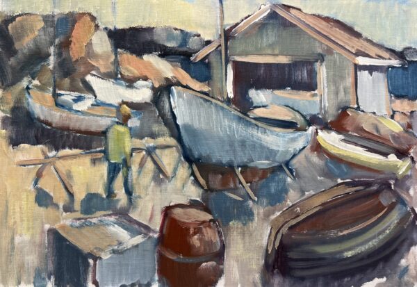 Timeless Nordic Harbor - a painting by European school (XX)
