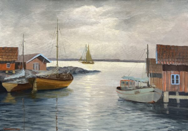 Harbor Serenity: A Maritime Dream - a painting by European school (XX)