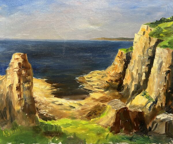 Where the Cliffs Whisper Secrets to the Sea - a painting by European school (XX)
