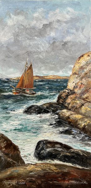 Sailing Through the Storm - a painting by European school (XX)