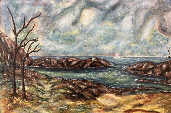 Seascape with Sailboats - a painting by European school (XX)