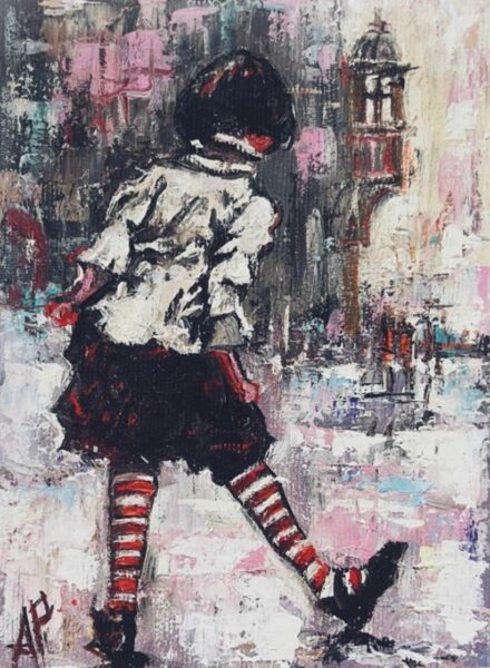 Stripe Socks and City Dreams - a painting by Artur Partycki