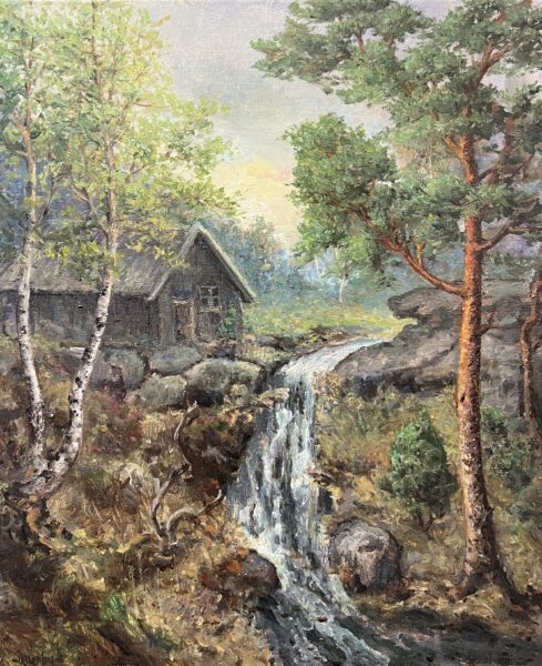 Tranquil Wilderness Retreat - a painting by European school (XX)