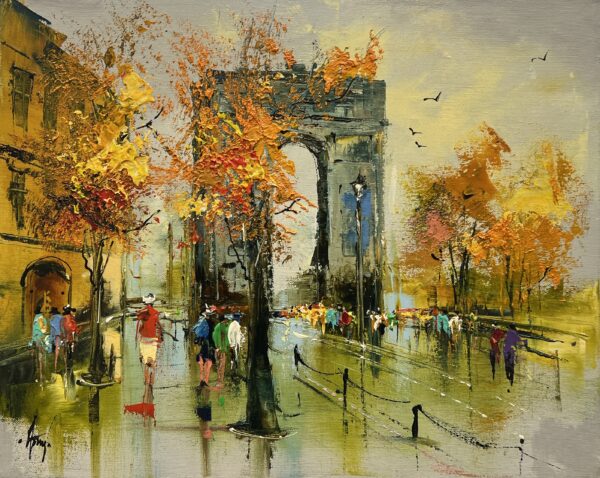 Autumn Stroll Through the City - a painting by Alfred Anioł