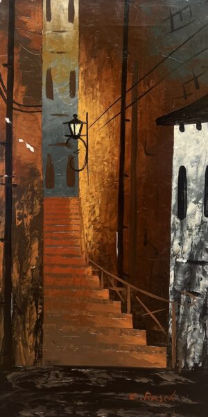 Stairway in the Evening Glow - a painting by European school (XX)