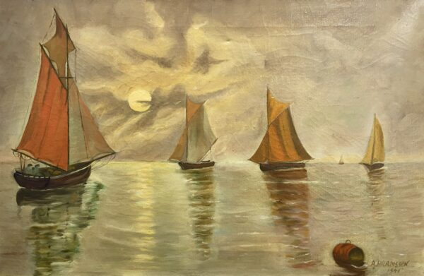 Seascape with Sailing Boats - a painting by European school (XX)