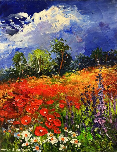 Crimson Meadow - a painting by Pentti Vainio