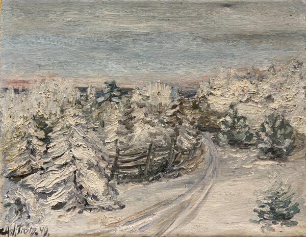 Tracks in the Snow - a painting by European school (XX)