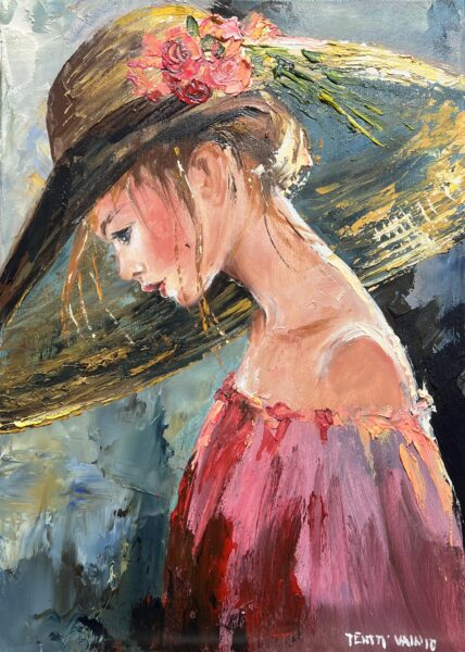 Girl in hat - a painting by Pentti Vainio