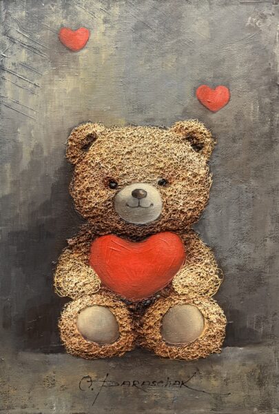 Teddy bear - a painting by Oksana Parashchak
